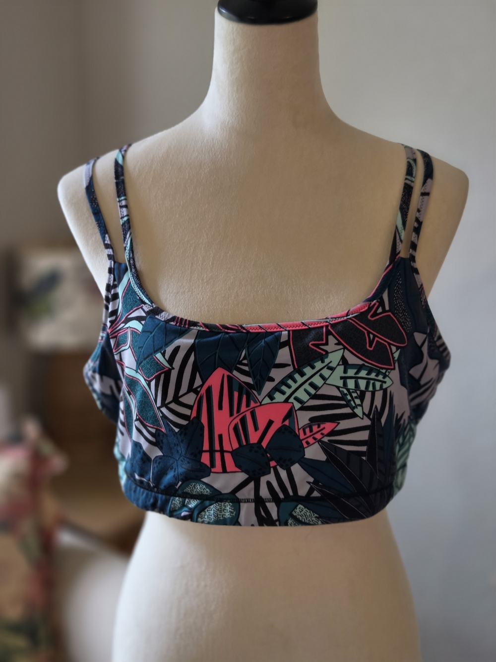 GAP Tropical Print Crop Bralette - Pink, Teal & Navy